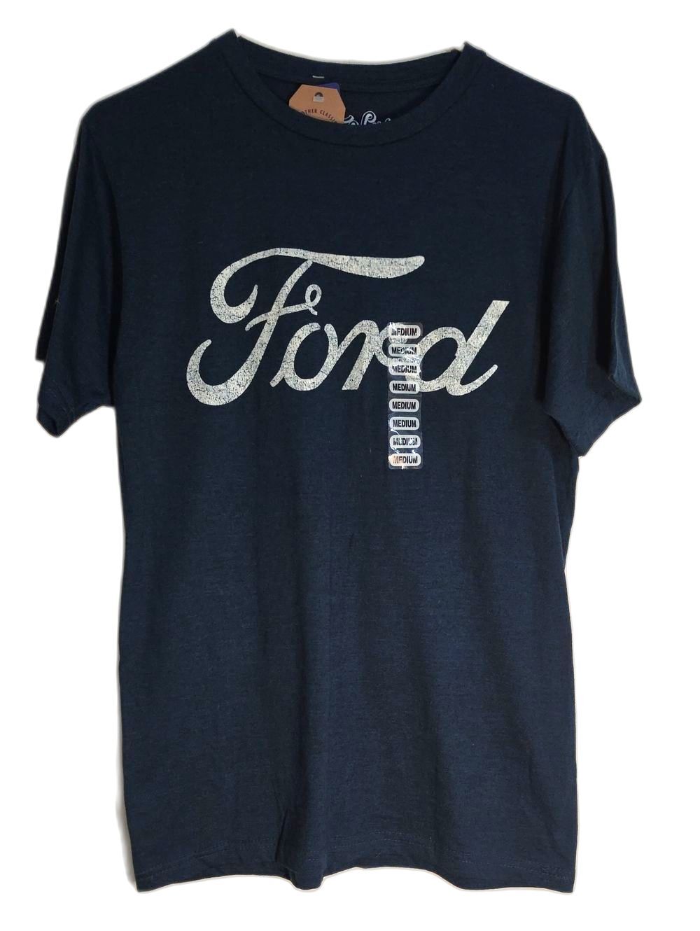 Navy Shirt With White Ford Font Graphic Short Sleeve Tee
